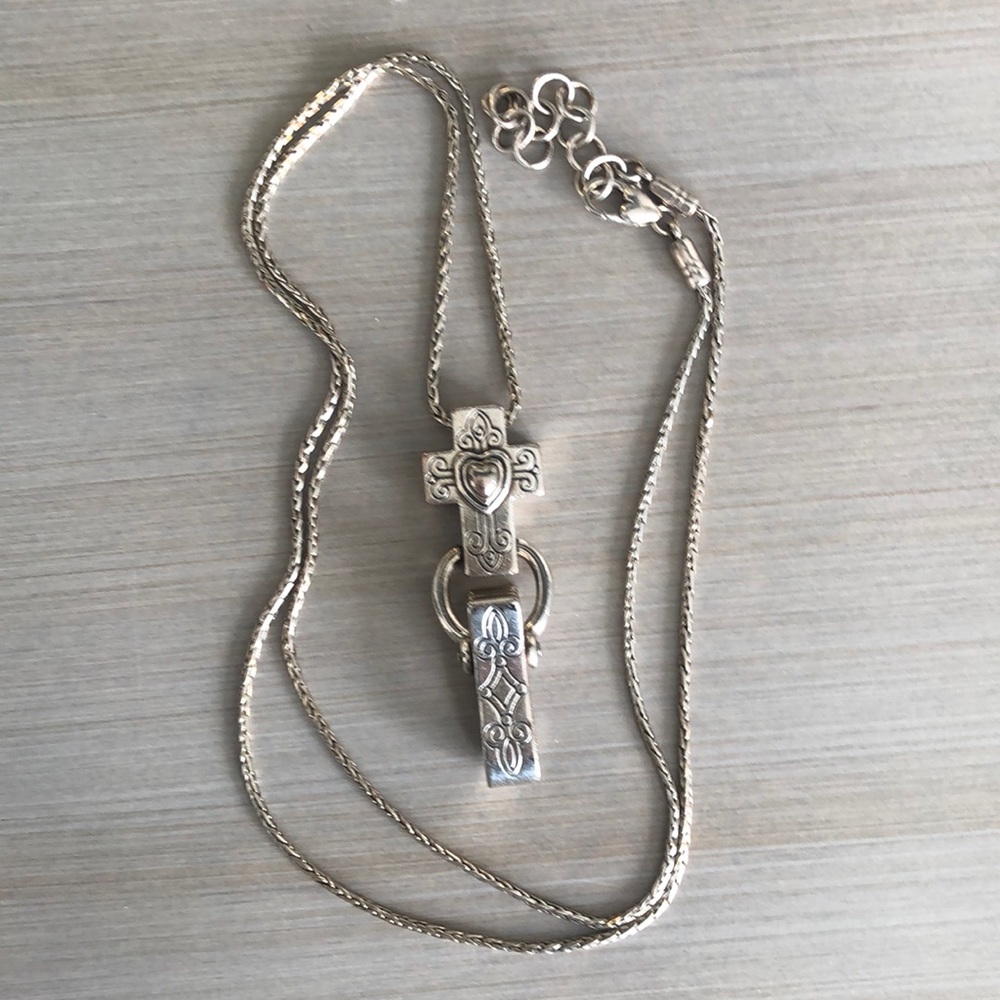 Brighton ID badge card cross keychain fob long necklace